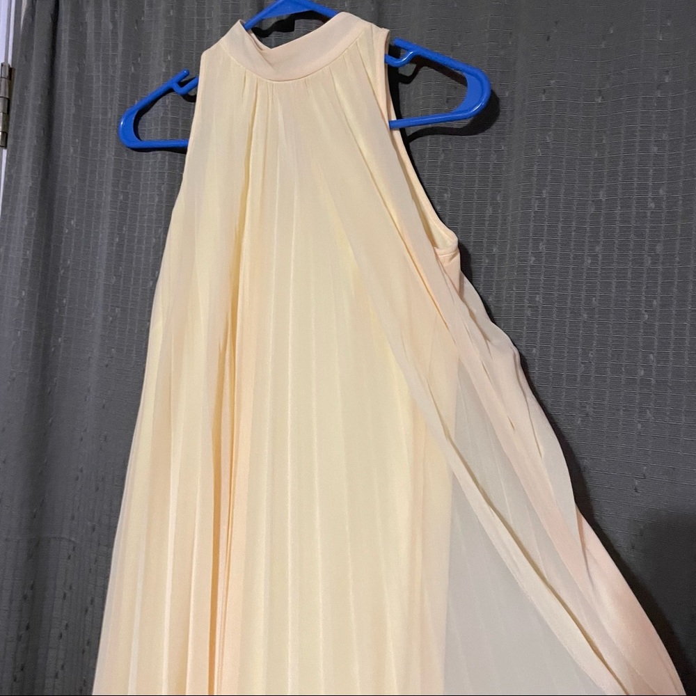 Cato brand yellow pleated dress with high neck